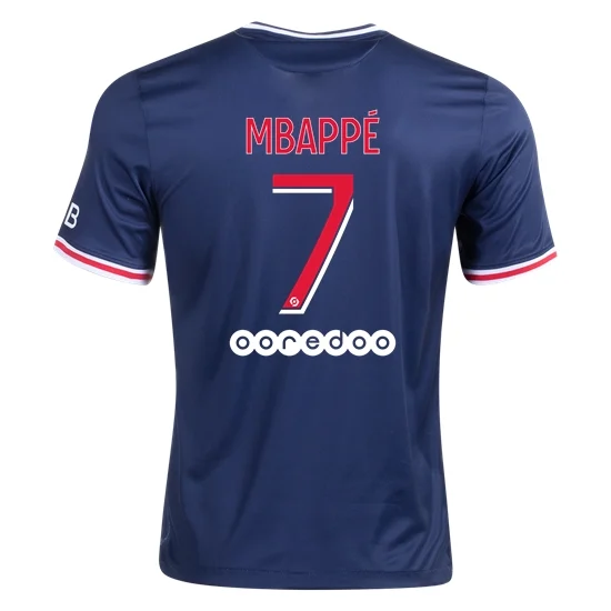 Maglie da Calcio Paris Saint Germain PSG Kylian Mbappe 7 Prima 2020 21 - Manica Corta